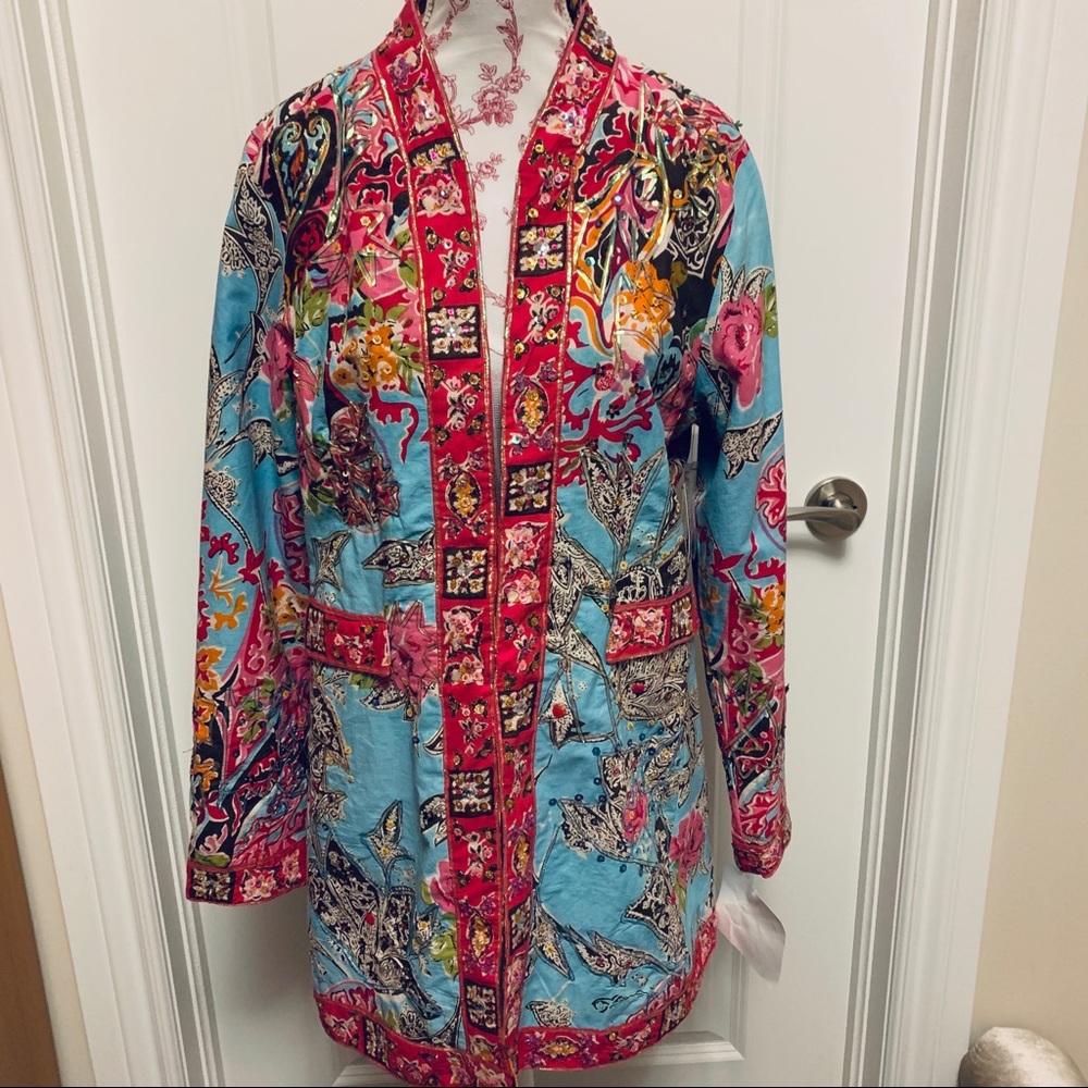 Sandy Starkman Bright Blooms Jacket, S New